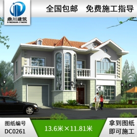農(nóng)村二層帶車庫(kù)別墅施工圖紙_別墅設(shè)計(jì)圖紙,鼎川建筑