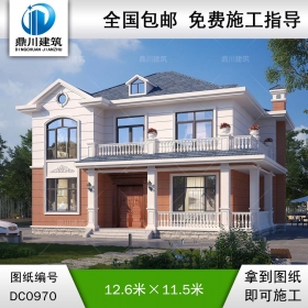 二層簡(jiǎn)歐帶露臺(tái)別墅圖紙及外觀效果圖_新農(nóng)村自建房設(shè)計(jì),鼎川建筑